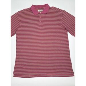 Tehama Mens Pink Striped Pima Cotton Blend Golf Polo Shirt‎ Large Genoa Lakes